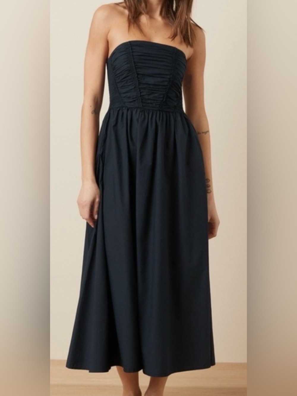 EUC American Eagle Outfitters Strapless Ruched Midi Dress